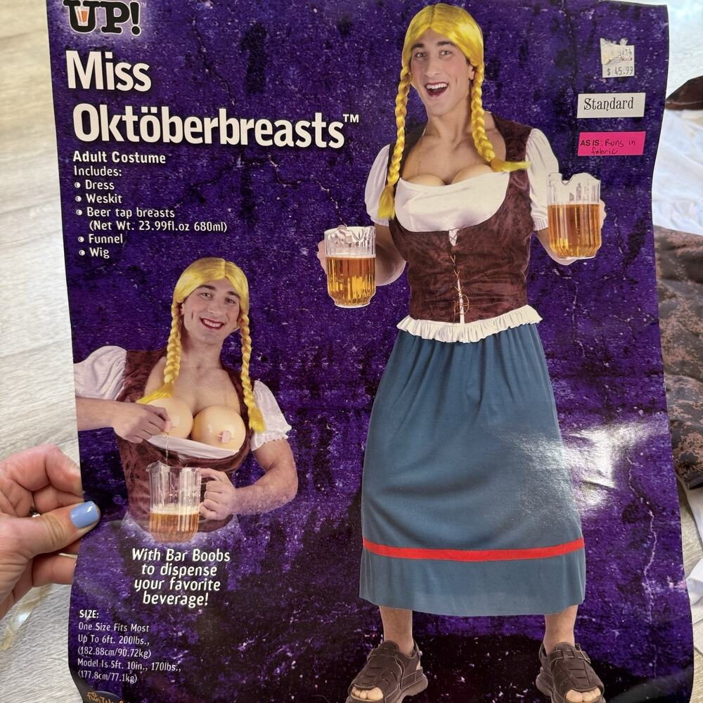 Adult Men's Oktoberbreast Costume Funny Pre Owned October Fest